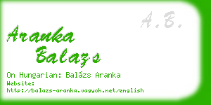 aranka balazs business card